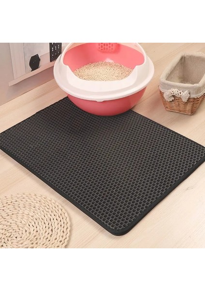 Gri S 30X30CM Kedi Kumu Pedi Su Geçirmez Kaymaz Katlanabilir Çift Katmanlı Filtre Kedi Kumunun Yıkanmasını Önler Kedi Tuvalet Mat Malzemeleri (Yurt Dışından)