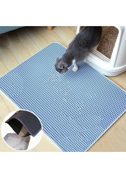 Gri S 30X30CM Kedi Kumu Pedi Su Geçirmez Kaymaz Katlanabilir Çift Katmanlı Filtre Kedi Kumunun Yıkanmasını Önler Kedi Tuvalet Mat Malzemeleri (Yurt Dışından)