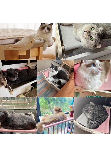 Pembe-Gri Pet Kedi Hamak Yatak Güneşli Pencere Şezlong Asılı Ahşap Hamak Kediler Ev Rafı Rahat Sıcak Gelincik Pet Yatak Malzemeleri (Yurt Dışından) modelleri
