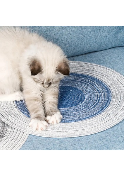 Mavi Dokuma Kedi Tırmalama Mat Yuvarlak Kedi Taşlama Pençe Yastık Iplik Örme Taşınabilir Kanepe Scratcher Pençe Pençe Yatak Pet Malzemeleri (Yurt Dışından)