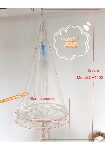CAT402 Büyük 40X120 cm Kedi Hamak Pencere Makrome Sevimli Pet Kedi Yatakları Kedi Evi Çadır Yavru Kedi Aksesuarları Kedi Oyuncakları Yaka Topları (Yurt Dışından)