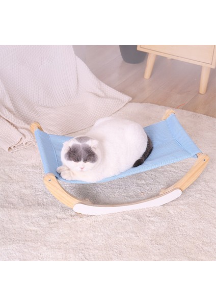 Mavi 59X37X20CM Ahşap Kedi Yatağı Rahat Salıncak Kediler Hamak Ayrılabilir Dayanıklı Güçlü Ahşap Çerçeve Köpek Yavrusu Kapalı Serme Mat Evcil Hayvan Malzemeleri (Yurt Dışından)