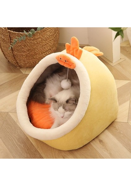 Sarı-Stil A S Sevimli Kış Kedi Mağara Yatağı Sıcak Pet Sepeti Yavru Köpek Kulübesi Kedi Evi Çadır Yumuşak Küçük Köpek Mat Yastık Kediler Için Yıkanabilir Yastık Yatakları (Yurt Dışından)
