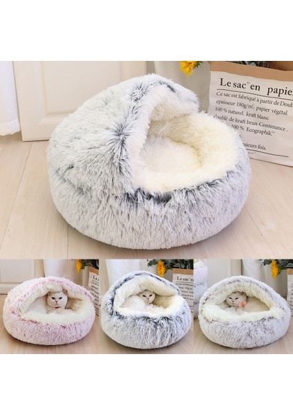 Gri 40 cm Yeni Sıcak Köpek Kedi Yatak Yuvarlak Uzun Peluş Kedi Evi Mağara Pet Yavru Yastık Sepeti Uyku Matı Kediler Için Küçük Köpek Chihuahua Yuva (Yurt Dışından) modelleri
