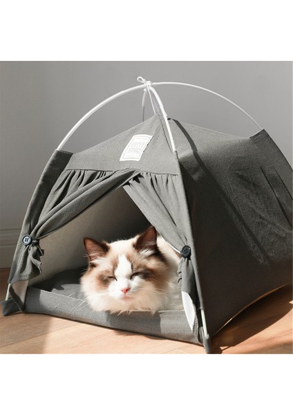 Gri 40X40X41 cm Katlanır Pet Çadır Yatak Mağara Kedi Küçük Köpek Için Taşınabilir Kedi Çadır Yavru Yatak Kulübesi Kapalı Açık Yaz Köpek Çadır Rahat Mağara Evi (Yurt Dışından) modelleri