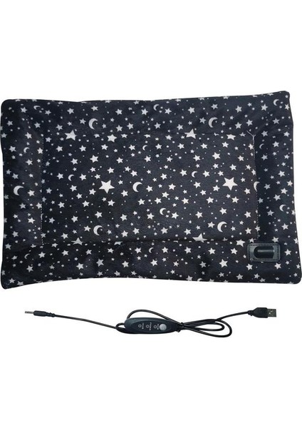 Siyah Ayarlanabilir Isıtma Yastığı Battaniye Köpek Kedi Yavrusu Kapanma Koruması Pet Elektrikli Sıcak Mat Yatak Su Geçirmez Isırmaya Dayanıklı Tel (Yurt Dışından)