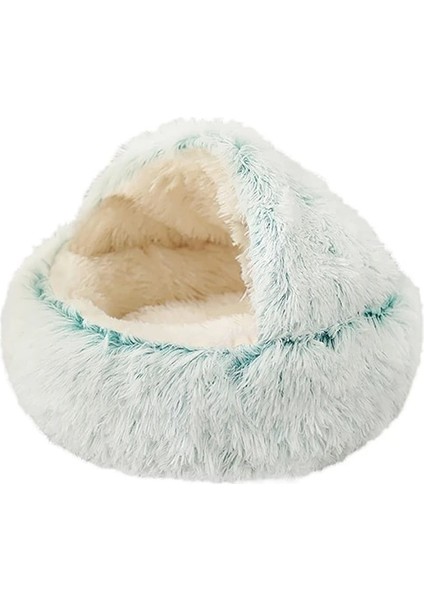 Yeşil Yumuşak Peluş 40CM 5kg Kış 2'si 1 Arada Kedi Yatak Evi Uzun Peluş Köpek Yatağı Çörek Mağara Sarılma Sıcak Uyku Tulumu Kanepe Minderi Yuva Küçük Yavru Köpekler Için Yavru Kedi (Yurt Dışından)