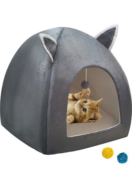 Kahverengi S-Fit 1-2 kg Evcil Hayvan Için Sevimli Kedi Yatağı Yavru Kedi Sıcak Ev Katlanabilir Köpekler Yuva Uyku Peluş Paspaslar Yumuşak Kedi Evi Rahat Kedi Yastık (Yurt Dışından)