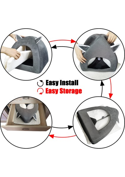 Kahverengi S-Fit 1-2 kg Evcil Hayvan Için Sevimli Kedi Yatağı Yavru Kedi Sıcak Ev Katlanabilir Köpekler Yuva Uyku Peluş Paspaslar Yumuşak Kedi Evi Rahat Kedi Yastık (Yurt Dışından)
