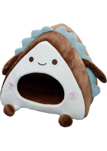 Kahve Sıcak Pet House Yarı Kapalı Ayrılabilir Köpek Yatağı Yumuşak Elastik Karikatür Sandviç Şekli Küçük Köpek Yavrusu Kedi Hideout Yatak Pet Malzemeleri (Yurt Dışından)