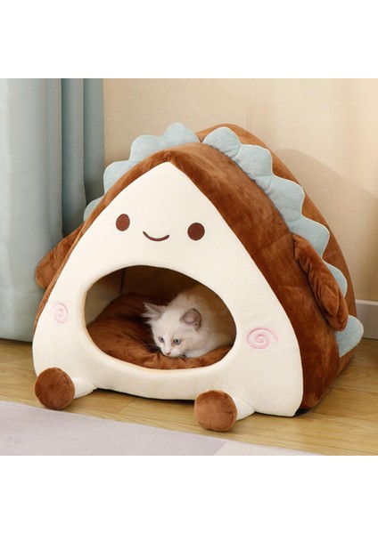 Kahve Sıcak Pet House Yarı Kapalı Ayrılabilir Köpek Yatağı Yumuşak Elastik Karikatür Sandviç Şekli Küçük Köpek Yavrusu Kedi Hideout Yatak Pet Malzemeleri (Yurt Dışından) fiyatları