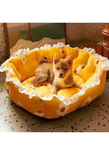 Kahve Sıcak Pet House Yarı Kapalı Ayrılabilir Köpek Yatağı Yumuşak Elastik Karikatür Sandviç Şekli Küçük Köpek Yavrusu Kedi Hideout Yatak Pet Malzemeleri (Yurt Dışından) fırsatları