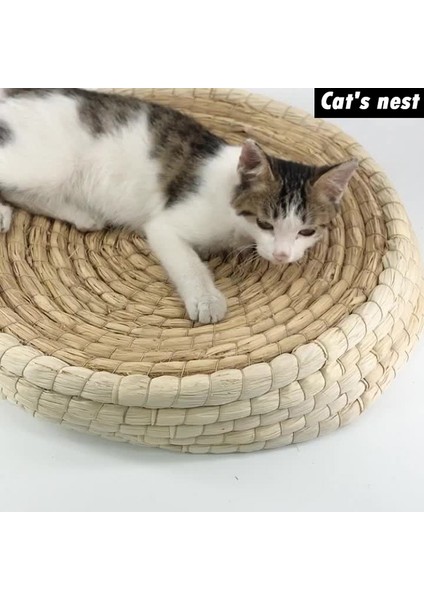 MINI27CM Saman Dokuma Kedi Yatağı Kuş Yuva Kedi Tırma Tahtası Kase Şeklinde Pet Yuva Kedi Oyuncak Malzemeleri El Dokuma Yavru Köpek Kulübesi Kedi Saman Yatak (Yurt Dışından)