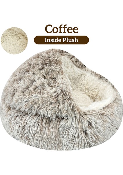 Kahve Uzun Peluş 50X50 cm Kış Uzun Peluş Pet Kedi Yatağı Yuvarlak Kedi Yastık Kedi Evi 2 In 1 Sıcak Kedi Sepeti Kedi Uyku Tulumu Kedi Yuva Kulübesi Küçük Köpek Kedi Için (Yurt Dışından)