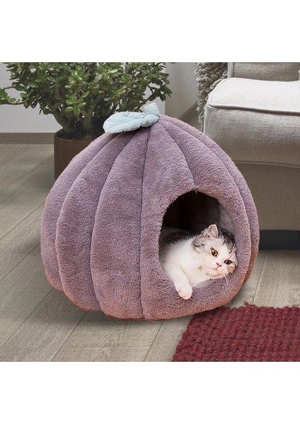 Typea M Kabak Şekilli Kedi Kulübesi Sıcak Kedi Mat Yatak Yurt Itme Kedi Halı Pet Köpek Yastık Çıkarılabilir ve Yıkanabilir Yuva Kedi Battaniye Malzemeleri (Yurt Dışından)