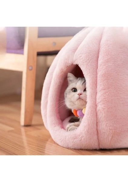 Typea M Kabak Şekilli Kedi Kulübesi Sıcak Kedi Mat Yatak Yurt Itme Kedi Halı Pet Köpek Yastık Çıkarılabilir ve Yıkanabilir Yuva Kedi Battaniye Malzemeleri (Yurt Dışından)