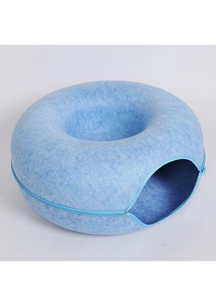 Mavi 50X20CM Donut Kedi Yatağı Pet Kedi Tüneli Interaktif Oyun Oyuncak Kedi Yatağı Çift Kullanımlı Kapalı Oyuncak Yavru Spor Ekipmanları Kedi Eğitim Oyuncak Kedi Evi (Yurt Dışından)