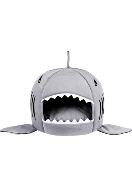 Gri Köpekbalığı S Pet Köpek Evi Köpekbalığı Şekli Yaratıcı Kristal Kadife Pet House Yıkanabilir Kedi Köpek Yatağı Rahat Yumuşak Küçük Orta Büyük Kedi Köpek Yatağı (Yurt Dışından)