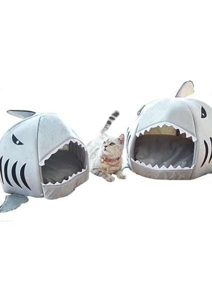 Gri Köpekbalığı S Pet Köpek Evi Köpekbalığı Şekli Yaratıcı Kristal Kadife Pet House Yıkanabilir Kedi Köpek Yatağı Rahat Yumuşak Küçük Orta Büyük Kedi Köpek Yatağı (Yurt Dışından) fırsatları