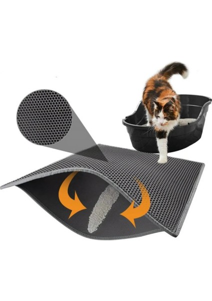 Gri 30X45 cm Pet Kedi Kumu Mat Su Geçirmez Eva Çift Katmanlı Kedi Kumu Yakalama Pet Çöp Kutusu Mat Temiz Ped Ürünleri Kediler Için Aksesuarlar (Yurt Dışından)