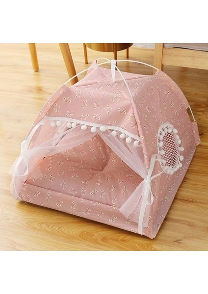 Pembe Çiçekler S 41X41X35 cm Tatlı Prenses Kedi Yatağı Genel Teepee Kapalı Rahat Hamak Zeminler Katlanabilir Kedi Çadırı Köpek Evi Yatak Evcil Hayvan Sepeti Yastık (Yurt Dışından)