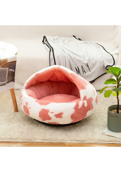Pembe Brindle 60CM 12KG Ultra Yumuşak Peluş Kedi Çadırı Mağara Yatağı Pet Köpek Yatakları Yastık Rahat Yuva Donut Sarılma Kendiliğinden Isınan Kediler Köpek Için Yatak (Yurt Dışından)