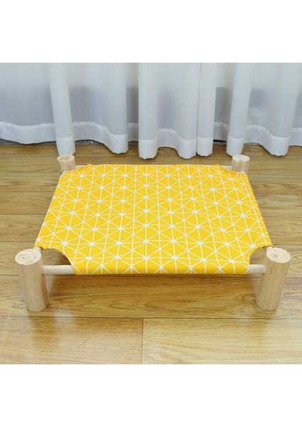 4sarı 51X44X13CM Yükseltilmiş Kedi Yatak Evi Kedi Hamak Yatak Ahşap Kanvas Kedi Salon Yatak Küçük Köpekler Için Tavşan Kediler Dayanıklı Tuval Pet House Malzemeleri (Yurt Dışından)