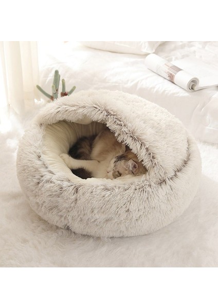 Açık Gri Kısa 40 cm Kış Yeni Stil Yumuşak Pet Yatak Yuvarlak Donut Peluş Sıcak Ev Yumuşak Uzun Peluş Yatak Kedi Yuvası Çantası 2 In 1 Kediler Kanepe Için Ürünler (Yurt Dışından)