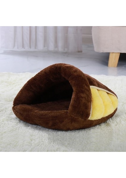 Kahverengi S Sıcak Kedi Yatak Pet Köpek Kedi Evi Kış Köpek Kedi Yastık Mat Kapalı Sepet Mağara Kulübesi Yuva Kediler Evcil Hayvanlar Için Ürünler Cama De Gato (Yurt Dışından)