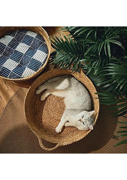 Stil 2 L 15 Pound Içinde Evcil Hayvan Sepeti Yatak Rattan Çim Dokuma Kedi Yuvası Köpek Kulübesi Saman Kazıma Tahtası Yatak Yavru Kedi Yavrusu Için Tüm Sezon Evrensel (Yurt Dışından)