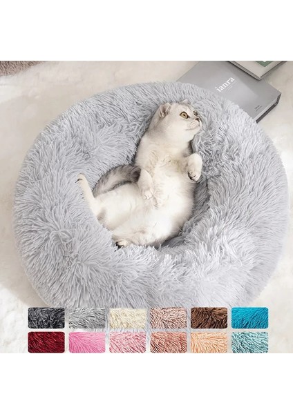 Gökkuşağı Çapı 60 cm Donut Kedi Yatak Yuvarlak Peluş Pet Yatak Kediler Köpekler Için Pet Derin Uyku Yuvası Yumuşak Sıcak Yavru Mağara Köpek Kulübesi Kanepe Kedi Aksesuarları (Yurt Dışından)