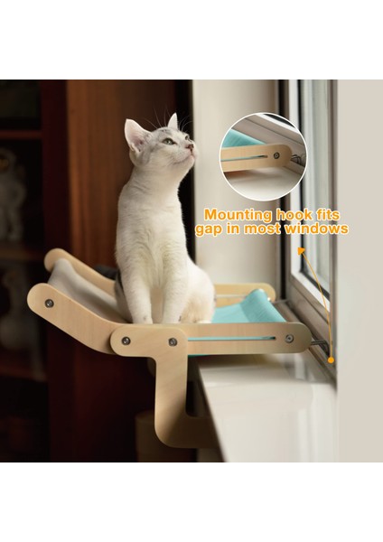 QCH13 Mewoofun Sağlam Kedi Pencere Levrek Ahşap Montaj Asılı Yatak Pamuk Kanvas Kolay Yıkanabilir Çok Katlı Kontrplak Sıcak Satış Hamak (Yurt Dışından)