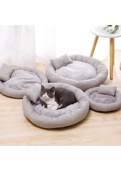 Mavi 50CM Yastık ile Yeni Yumuşak Konfor Kedi Yatak Kediler Için Küçük Köpek Sıcak Pet Yatak Yastık ile Köpek Kulübesi Kanepe Yavru Mağara Yastık Sıcak Kedi Aksesuarları (Yurt Dışından)