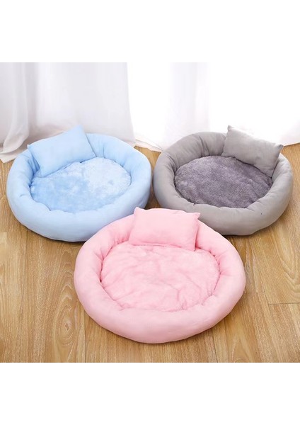 Mavi 50CM Yastık ile Yeni Yumuşak Konfor Kedi Yatak Kediler Için Küçük Köpek Sıcak Pet Yatak Yastık ile Köpek Kulübesi Kanepe Yavru Mağara Yastık Sıcak Kedi Aksesuarları (Yurt Dışından)