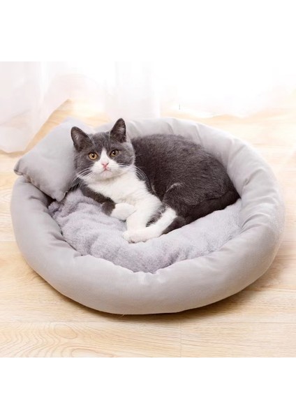 Mavi 50CM Yastık ile Yeni Yumuşak Konfor Kedi Yatak Kediler Için Küçük Köpek Sıcak Pet Yatak Yastık ile Köpek Kulübesi Kanepe Yavru Mağara Yastık Sıcak Kedi Aksesuarları (Yurt Dışından)