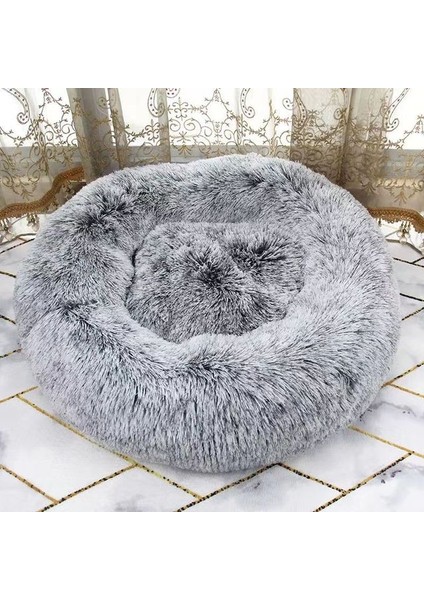 Kademeli Gri 50 cm Tatlı Kedi Yatağı Sıcak Evcil Hayvan Sepeti Rahat Yavru Şezlong Yastık Kedi Evi Çadır Çok Yumuşak Küçük Köpek Mat Yuva Donut Yuvarlak Kediler Yatakları Için (Yurt Dışından)