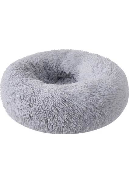 Beyaz 80 cm Yuvarlak Kedi Yatak Süper Yumuşak Uzun Peluş Köpek Kulübesi Mat Köpek Yuvarlak Yastık Taşınabilir Hayvan Uyku Malzemeleri Kediler Kış Sıcak Yatak (Yurt Dışından)