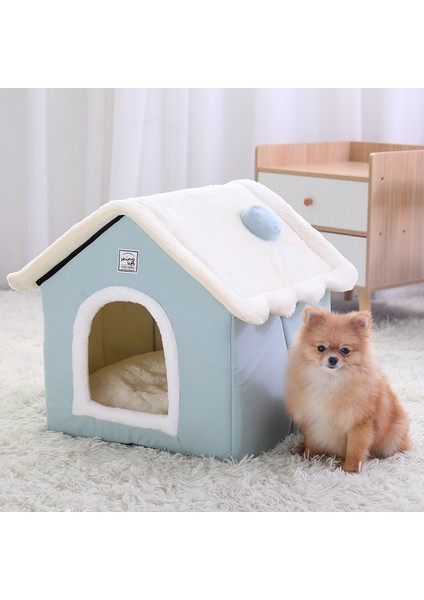 Açık Mavi Ücretsiz Boyut Hoopet Köpek Evi Kapalı Sıcak Köpek Kulübesi Pet Kedi Mağarası Yuva Tavşan Yuvası Yıkanabilir Çıkarılabilir Mat Kediler Için Rahat Uyku Yatağı (Yurt Dışından)