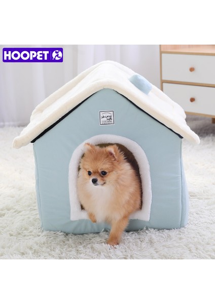 Açık Mavi Ücretsiz Boyut Hoopet Köpek Evi Kapalı Sıcak Köpek Kulübesi Pet Kedi Mağarası Yuva Tavşan Yuvası Yıkanabilir Çıkarılabilir Mat Kediler Için Rahat Uyku Yatağı (Yurt Dışından)