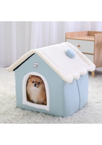 Açık Mavi Ücretsiz Boyut Hoopet Köpek Evi Kapalı Sıcak Köpek Kulübesi Pet Kedi Mağarası Yuva Tavşan Yuvası Yıkanabilir Çıkarılabilir Mat Kediler Için Rahat Uyku Yatağı (Yurt Dışından)