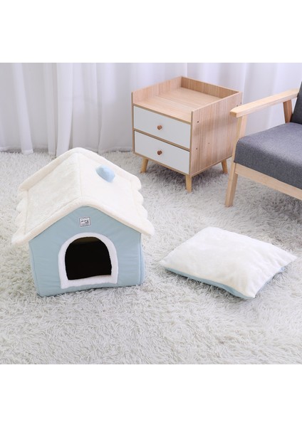 Açık Mavi Ücretsiz Boyut Hoopet Köpek Evi Kapalı Sıcak Köpek Kulübesi Pet Kedi Mağarası Yuva Tavşan Yuvası Yıkanabilir Çıkarılabilir Mat Kediler Için Rahat Uyku Yatağı (Yurt Dışından)