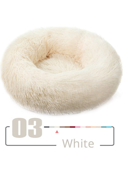 Beyaz L-70CM Yuvarlak Kedi Yatak Evi Uzun Peluş Pet Yatak Kediler Için Yastık Köpekler Için Mat Sıcak Evcil Hayvan Aksesuarları Ev Yıkanabilir Köpek Kanepe Yumuşak Uyku (Yurt Dışından)