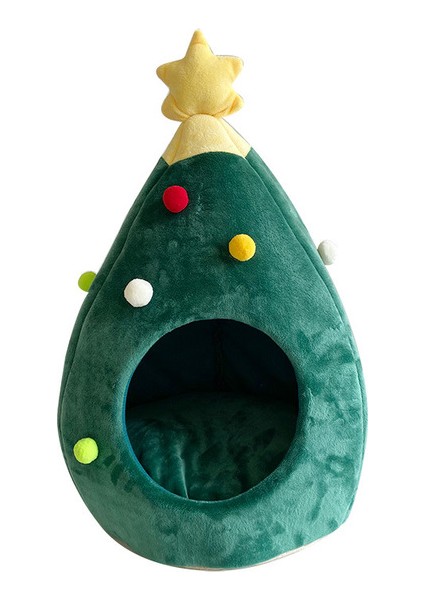 Yeşil Noel Köpek Kedi Yatağı Evi Yumuşak Yuva Ağacı Şekli Pet Yatak Kedi Mağarası Çadır Çöp Kedi Evi Kedi Pet Yatak Mat (Yurt Dışından)
