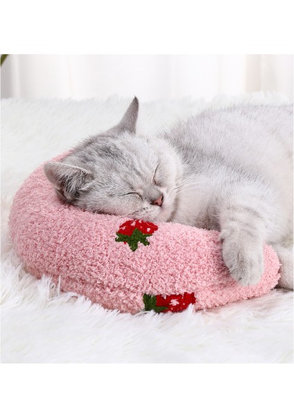 Pembe 24X20X7CM Trendy Kişiselleştirilmiş Kedi Köpek Uyku Pet Özel Moda U-Şekilli Yastık Boyun Koruyucu Derin Uyku Yavru Kedi Kafalık Almohada Gato (Yurt Dışından)