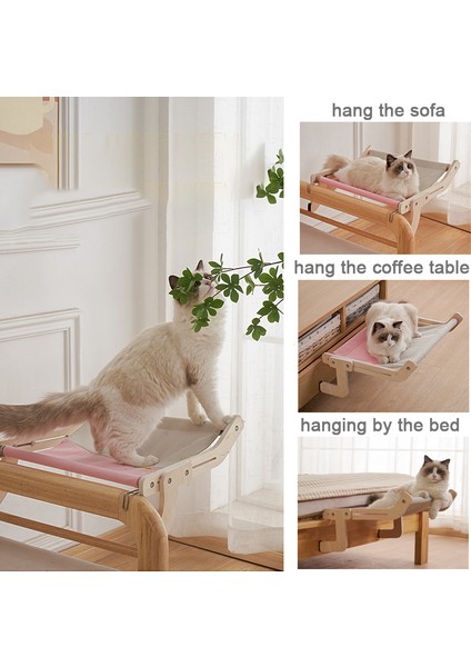 C-03-Pembe Mat Pencere Yan Kedi Asılı Yatak Balkon Penceresi Kedi Hamak Masif Ahşap Kedi Asmak Yatak Pencere Çerçevesi Kediler Asılı Yuva Rulman 40 kg (Yurt Dışından)