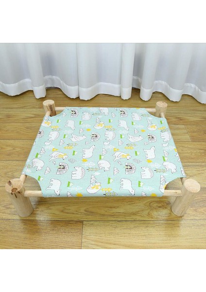 5mavi Ayı 51X44X13 cm Yükseltilmiş Kedi Yatak Evi Kedi Hamak Yatak Ahşap Kanvas Kedi Salon Küçük Köpekler Için Yatak Tavşan Kediler Dayanıklı Tuval Pet House Malzemeleri (Yurt Dışından)