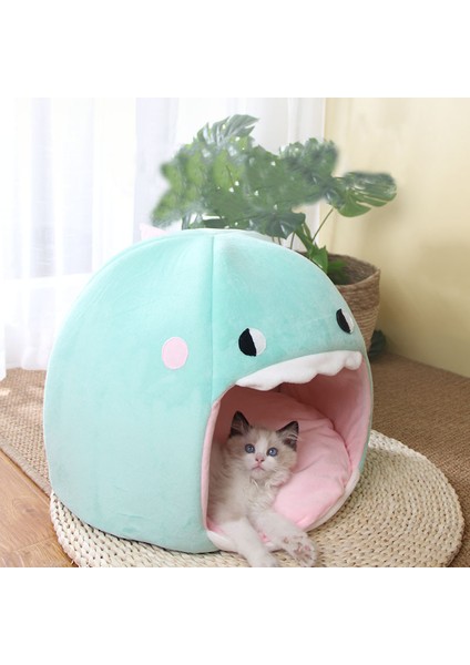 Yeşil M (34X34X29CM) 2021 Yeni Mağara Kedi Evi Pet Yatak Çadır Şezlong Köpek Sepeti Mat Köpek Yavru Kediler Sıcak Rahat Ev Kulübesi Yastık Malzemeleri Kediler Için Yatak (Yurt Dışından)