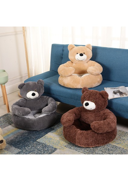 Gri S Süper Yumuşak Pet Yatak Kanepe Kış Sıcak Sevimli Ayı Kucaklama Kedi Uyku Mat Peluş Büyük Yavru Köpekler Yastık Rahat Sevimli Konfor Evcil Hayvan Malzemeleri (Yurt Dışından)
