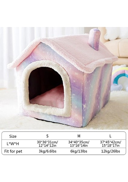 Pembe S Katlanabilir Kedi Yatağı Pet Köpek Evi Kış Kedi Villa Uyku Kulübesi Çıkarılabilir Sıcak Yuva Kapalı Çadır Mağara Kanepe Evcil Hayvan Malzemeleri Cama Gato (Yurt Dışından)