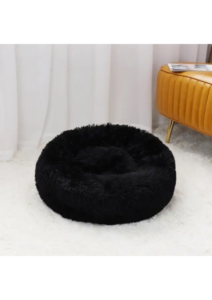 Siyah 70 cm Süper Yumuşak Pet Kedi Yatağı Peluş Tam Boy Yıkanabilir Sakin Yatak Donut Yatak Rahat Uyku Artefaktı Her Türlü Kedi Için Uygundur (Yurt Dışından)